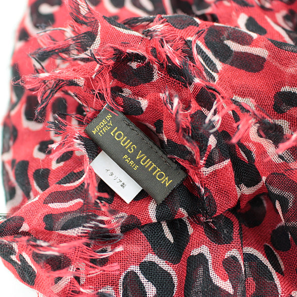 Louis Vuitton Stall scarf red black a024【USED】