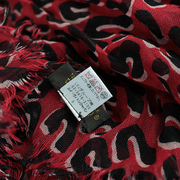 Louis Vuitton Stall scarf red black a024【USED】