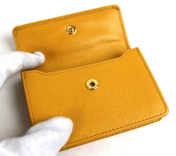 PRADA Card case card holder yellow x gold a035【USED】