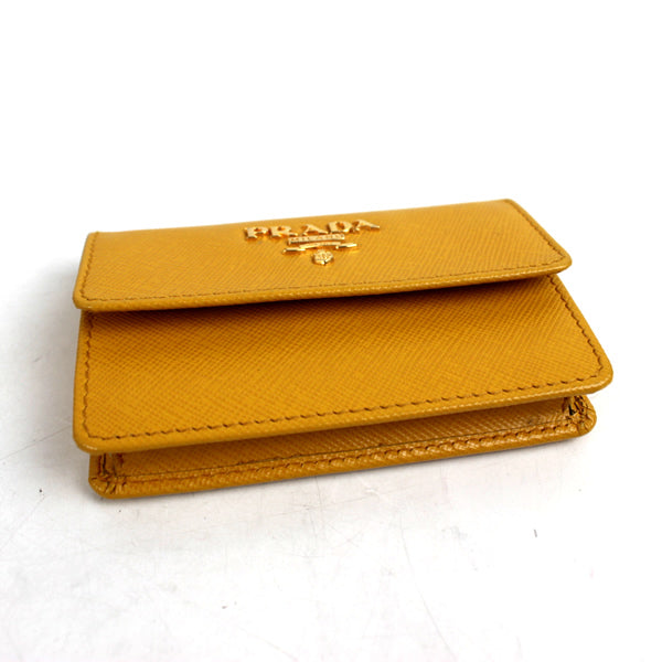 PRADA Card case card holder yellow x gold a035【USED】
