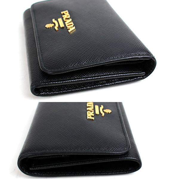 PRADA wallet trifold wallet Black a032【USED】
