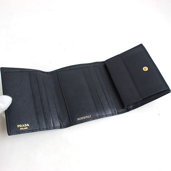 PRADA wallet trifold wallet Black a036【USED】