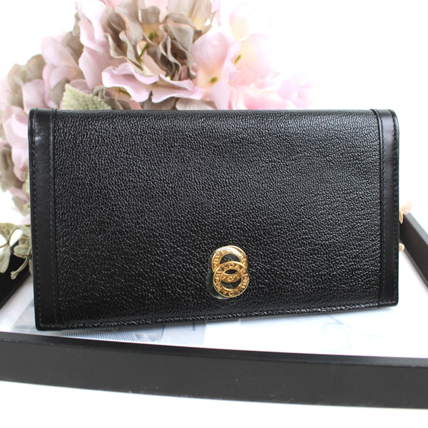 BVLGARI card holder card case Black a027【USED】