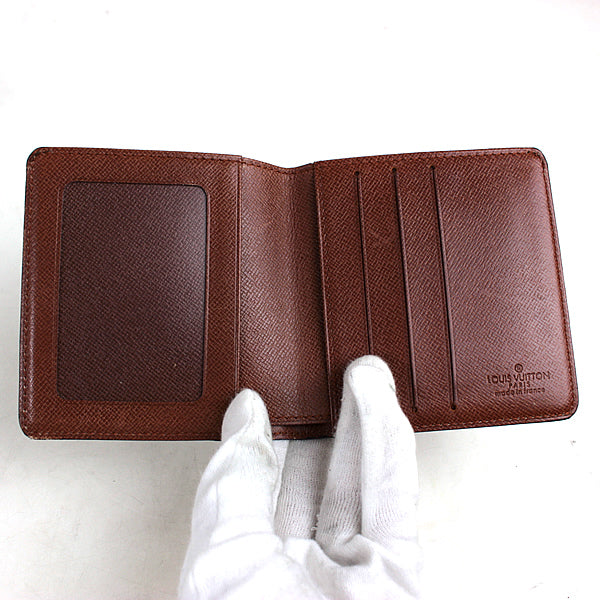 Louis Vuitton card holder Billfold card case LV Monogram bi-fold a028【USED】