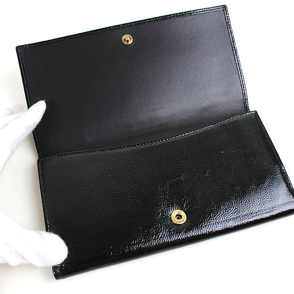 SAINT LAURENT wallet Bi-fold Black long wallet YSL a033【USED】