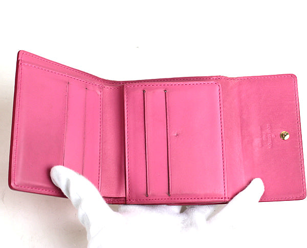 Louis Vuitton wallet Bi-fold wallet LV pink fuchsia pink VERNIS M91248 a015【USED】
