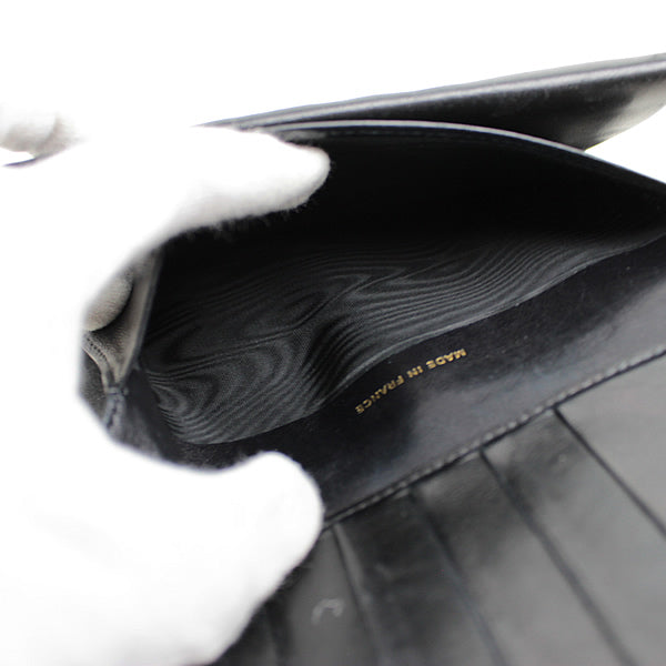 CHANEL wallet Bi-fold wallet long wallet black Caviar skin a018【USED】