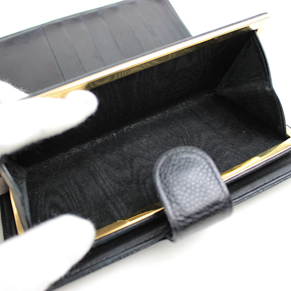 CHANEL wallet Bi-fold wallet long wallet black Caviar skin a018【USED】