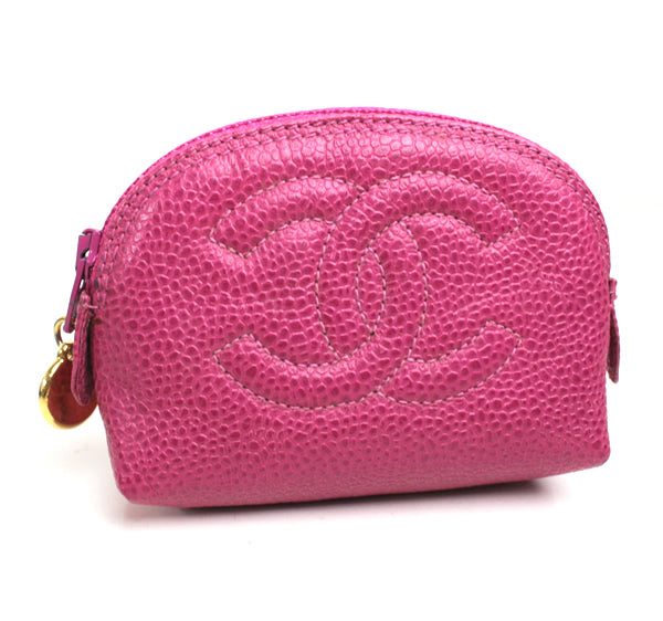 CHANEL mini pouch Small pouch coin purse Pink Caviar skin a014【USED】