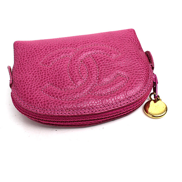 CHANEL mini pouch Small pouch coin purse Pink Caviar skin a014【USED】
