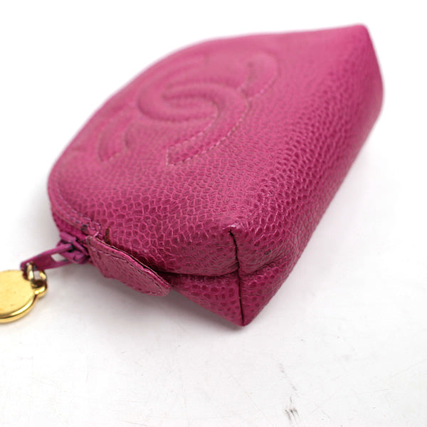 CHANEL mini pouch Small pouch coin purse Pink Caviar skin a014【USED】