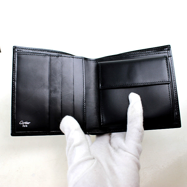 Cartier wallet Bi-fold wallet black a009【USED】