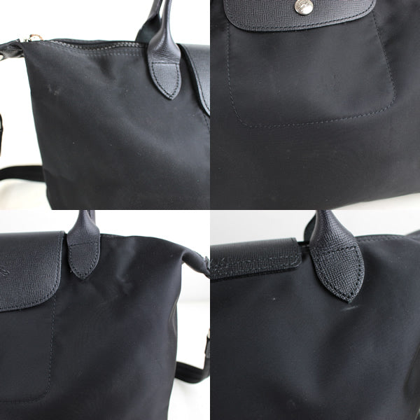 LONGCHAMP bag  handbag Shoulder bag  black 2WAY a023【USED】