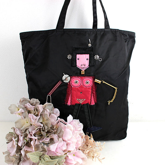 PRADA bag tote bag robot Nylon black a022【USED】