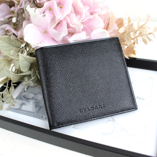 BVLGARI wallet  Bi-fold Black wallet a034【USED】