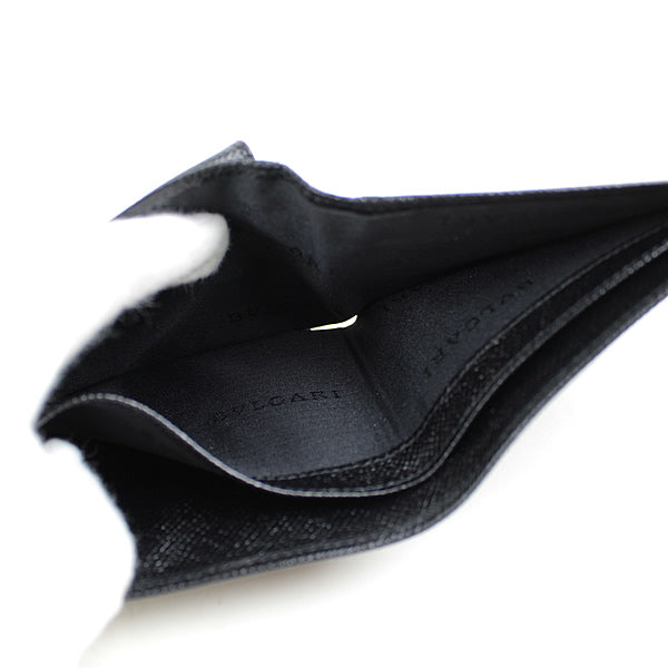 BVLGARI wallet  Bi-fold Black wallet a034【USED】