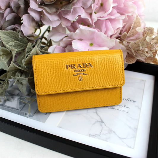 PRADA Card case card holder　yellow x gold a035【USED】