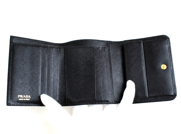 PRADA wallet  trifold wallet Black a032【USED】