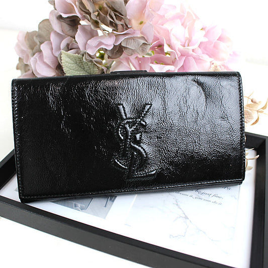 SAINT LAURENT wallet  Bi-fold Black long wallet YSL a033【USED】