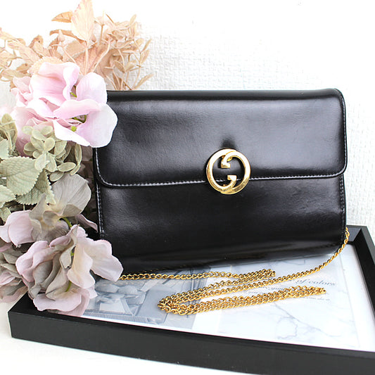 GUCCI bag  Shoulder bag  black a030【USED】