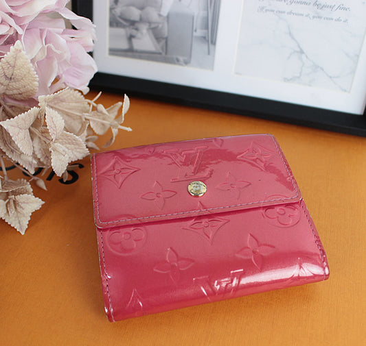 Louis Vuitton wallet  Bi-fold wallet LV pink fuchsia pink VERNIS M91248 a015【USED】