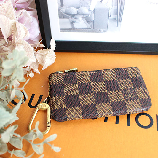 Louis Vuitton Key ring coin purse pochette cre LV DAMIER a020【USED】