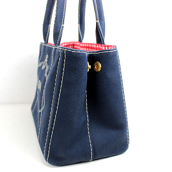 PRADA bag  CANAPA handbag Shoulder bag navy blue  denim 2WAY 1BG439 a019【USED】