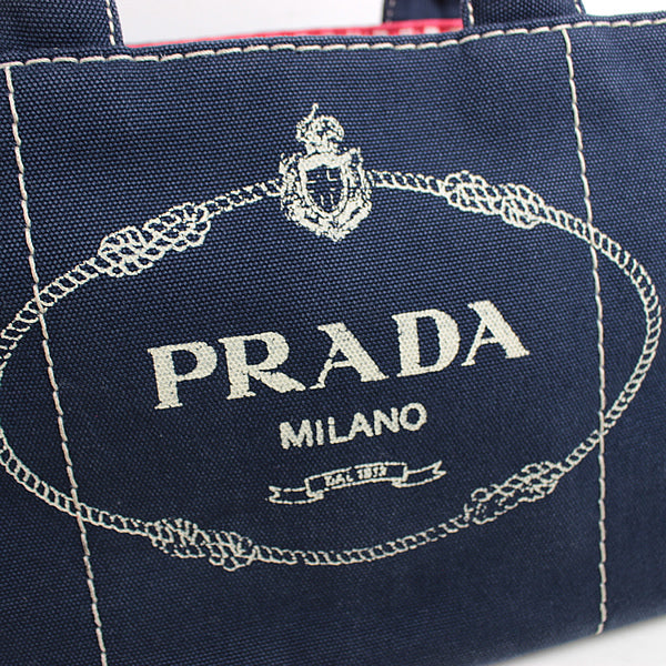 PRADA bag  CANAPA handbag Shoulder bag navy blue  denim 2WAY 1BG439 a019【USED】