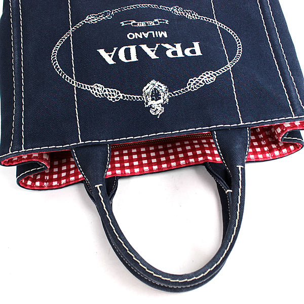 PRADA bag  CANAPA handbag Shoulder bag navy blue  denim 2WAY 1BG439 a019【USED】
